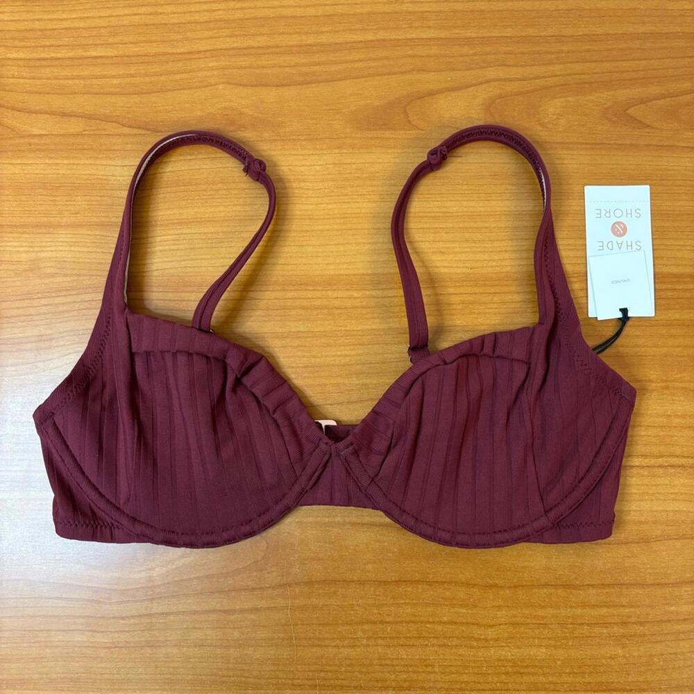 Shade & Shore Maroon Underwire Bikini Top with Adjustable Straps 34D